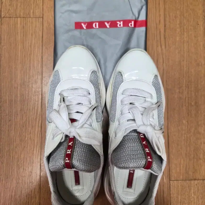 [BUNJANG] Prada America's Cup Sneakers (White Patent Leather) / (정품) 프라다 아메리카컵 스니커즈 35.5 (명품 여성 신발 운동화)