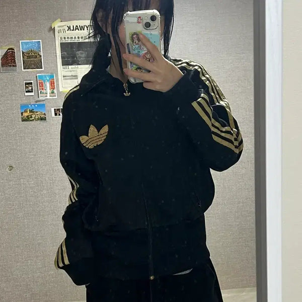 [BUNJANG] Adidas Black Gold Sequin Jersey / 아디다스 검금 스팽글 져지