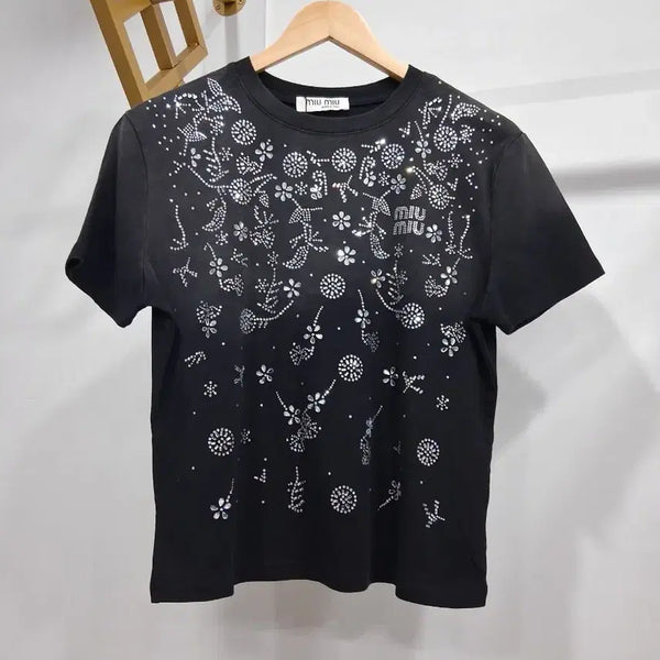 [BUNJANG] Women's Cubic Short Sleeve T-Shirt / 여성 큐빅 반팔 티 66반까지