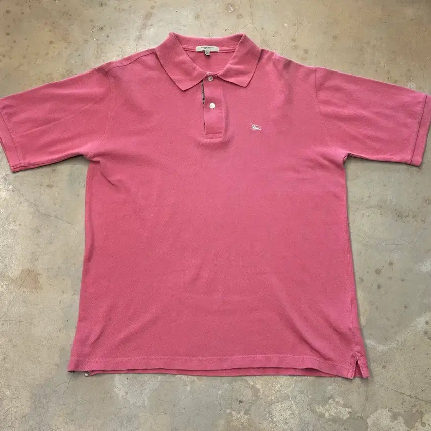 [BUNJANG] Burberry Pink Collar Short Sleeve T-Shirt - Size S / 버버리 Pink 카라 반팔티 S