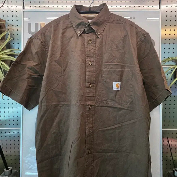 [BUNJANG] Carhartt Brown Short Sleeve Shirt M / 칼하트 브라운 반팔 셔츠M