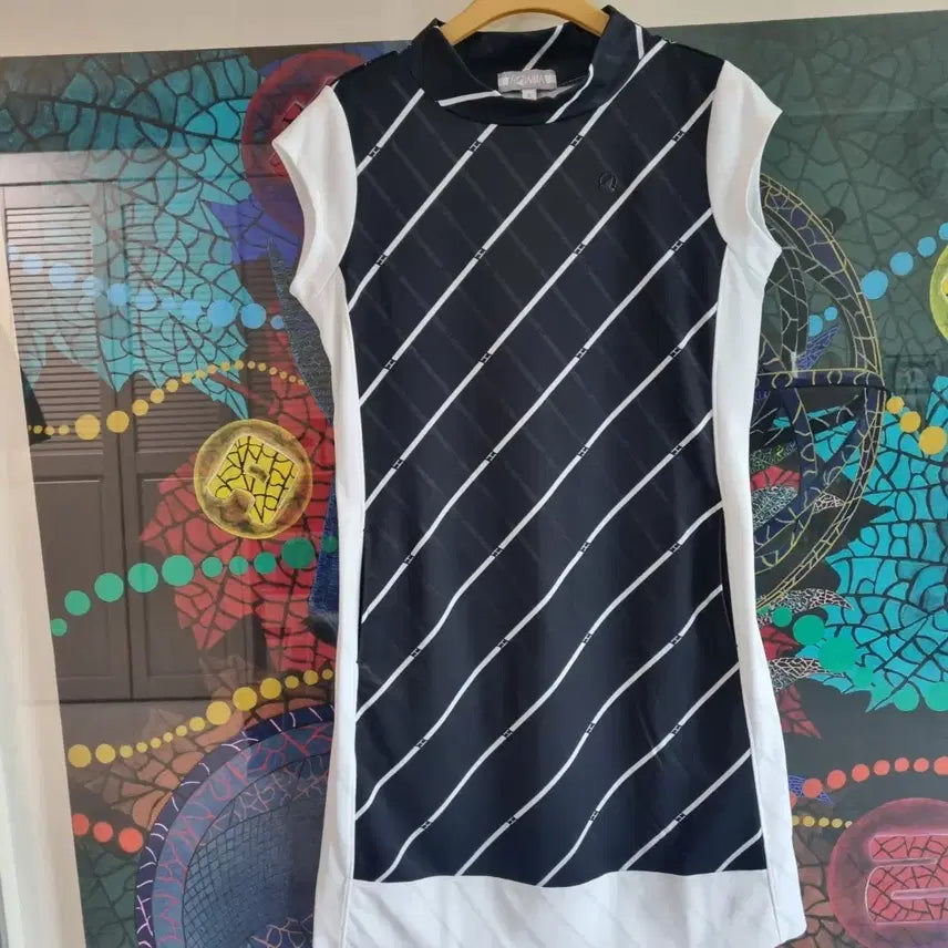 [BUNJANG] Honma Black Stripe Golf Dress / 혼마 블랙 스트라이프  골프 원피스90