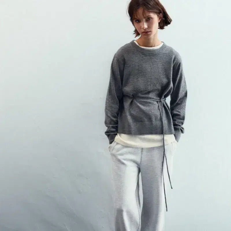 [BUNJANG] Zara String Back Slit Knit L Grey / [미착용 새상품] 자라 스트링백 슬릿 니트 그레이 L