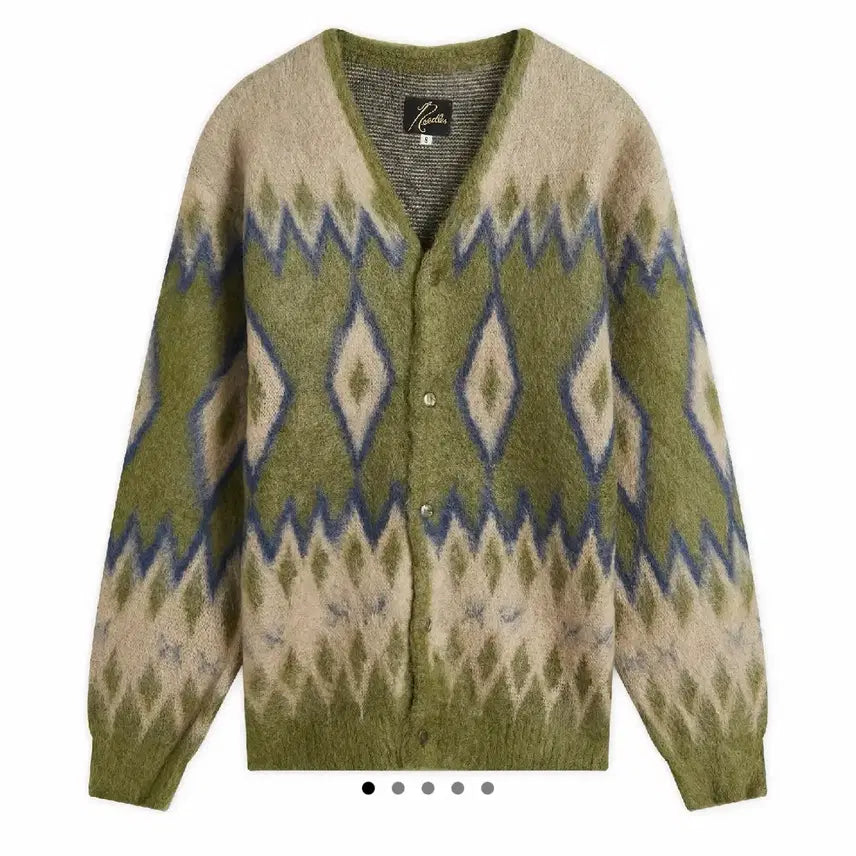 [BUNJANG] Needles Mohair Diamond Cardigan Green L / 니들스 모헤어 다이아몬드 가디건 그린 L사이즈