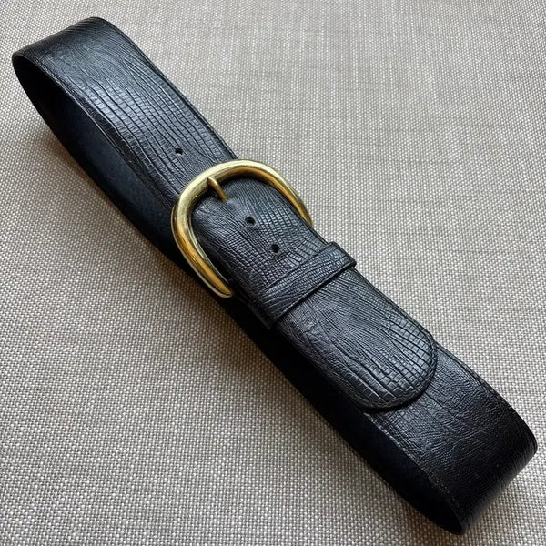 [BUNJANG] Eddie Bauer Iguana Grain Steerhide Belt with Solid Brass Buckle / [28-29] USA Eddie Bauer 이구아나 그레인 스티어하이드