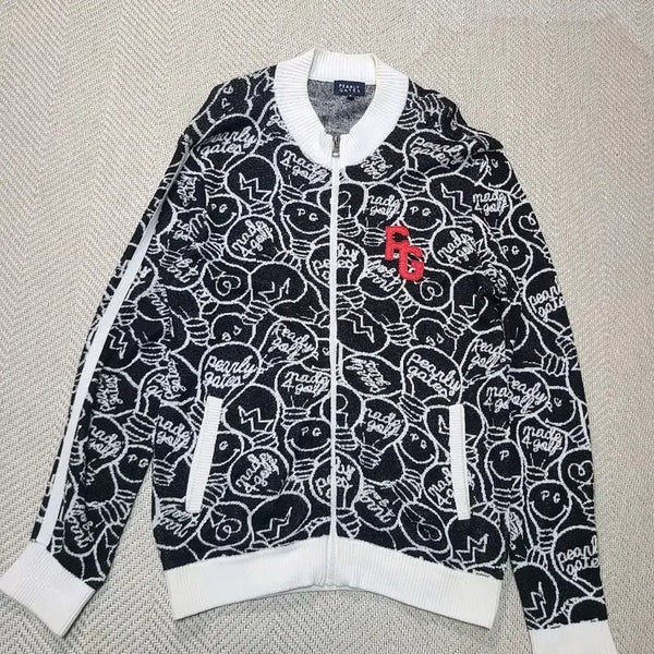[BUNJANG] Pargates Black Pattern Knit Zip-up (Size 95) / 95)파리게이츠 블랙 패턴 니트 집업