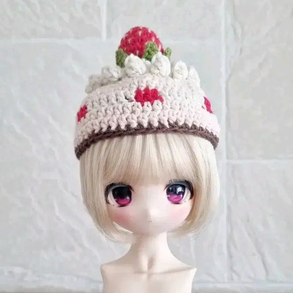 [BUNJANG] Knit Strawberry Cake Hat / 일본 딜러 뜨개 딸기 케이크 모자 MDD