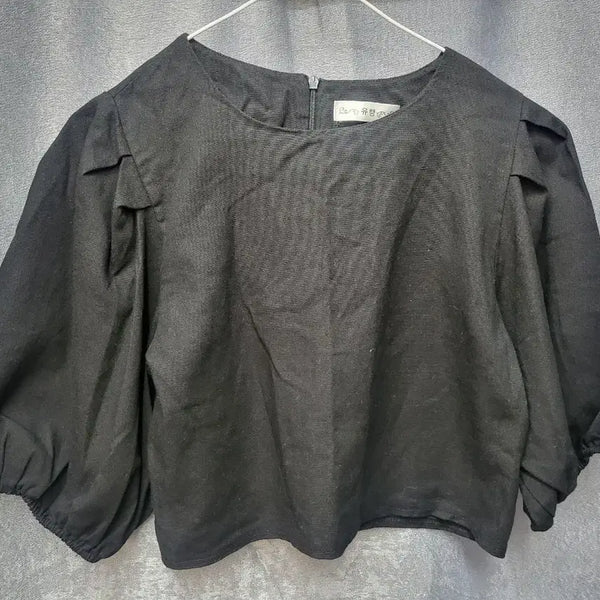 [BUNJANG] Daily Puff Linen Blouse (Black) / 데일리 퍼프 린넨 블라우스 (블랙)
