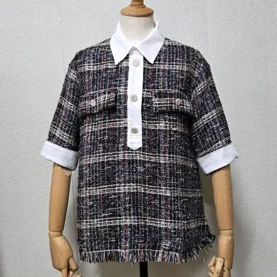 [BUNJANG] Son Jung Wan Tweed Collar Blouse 55 / 손정완 트위드 카라블라우스 55