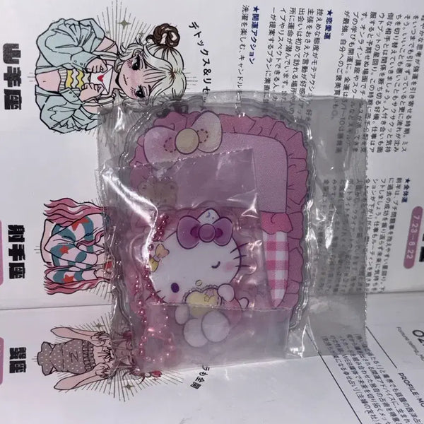 [BUNJANG] Sanrio Hello Kitty PVC Acrylic Charm Oyasumi Clear Case Keyring / 산리오 헬로키티 PVC 아크릴 참 오야스미 클리어 케이스 키링 가챠 키티