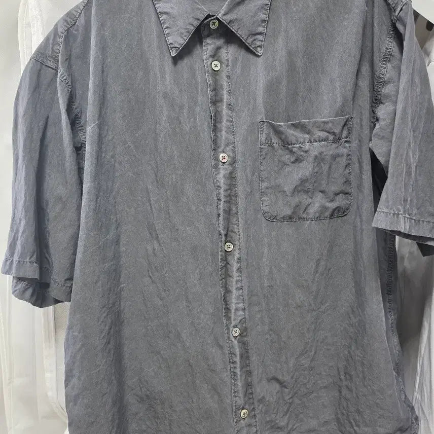 [BUNJANG] Haechiroom Lana Shirt 1/2 Blue Charcoal / 해칭룸 라나 셔츠 1/2 블루 차콜