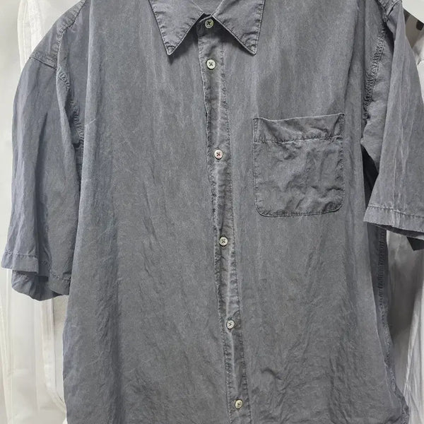 [BUNJANG] Haechiroom Lana Shirt 1/2 Blue Charcoal / 해칭룸 라나 셔츠 1/2 블루 차콜