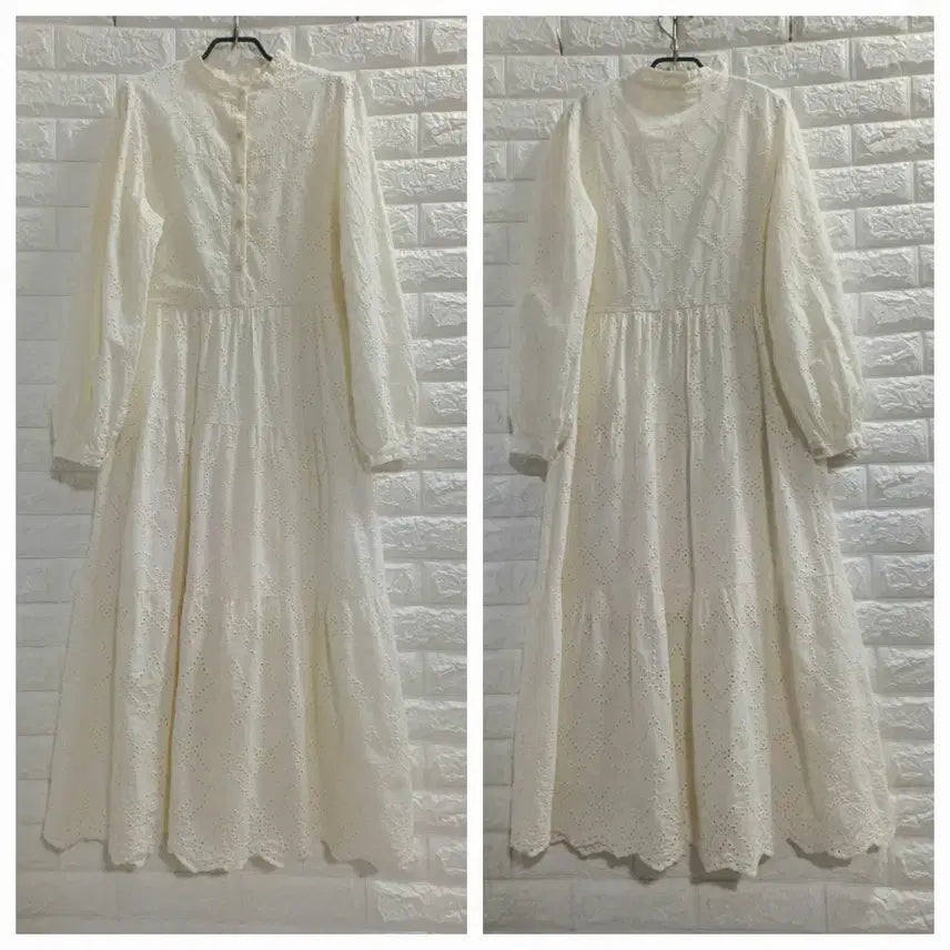 [BUNJANG] Ivory Punching Lace Long Dress / 아이보리 펀칭 레이스 롱원피스