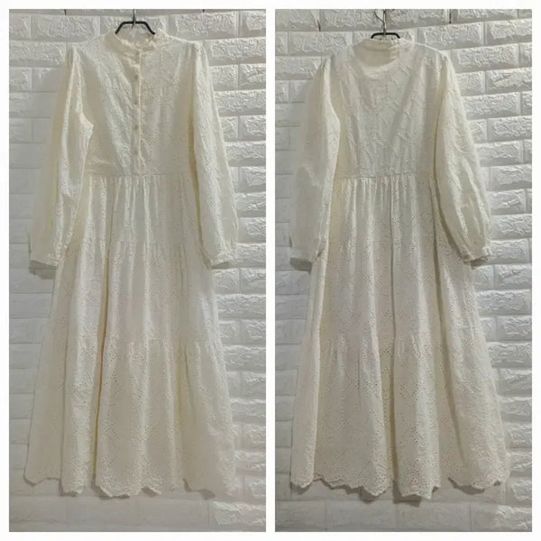 [BUNJANG] Ivory Punching Lace Long Dress / 아이보리 펀칭 레이스 롱원피스