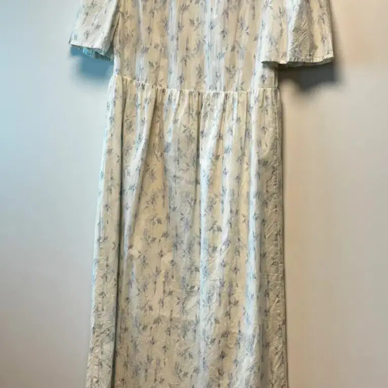 [BUNJANG] Sky Blue Chiffon Short Sleeve Puff Long Dress / 하늘 쉬폰 반팔 퍼프 롱원피스