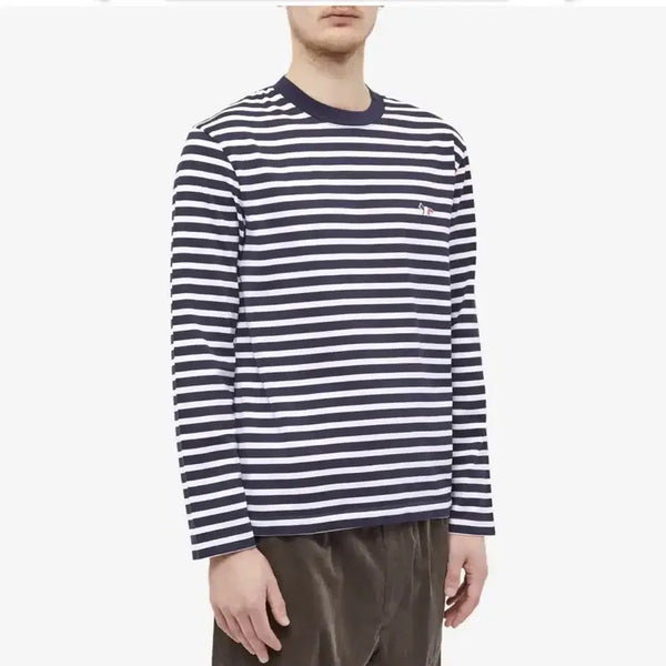 [BUNJANG] Maison Kitsuné Tricolore Fox Patch Stripe Long Sleeve / 메종키츠네 트리컬러 폭스 패치 스트라이프 롱슬리브(정식수입)