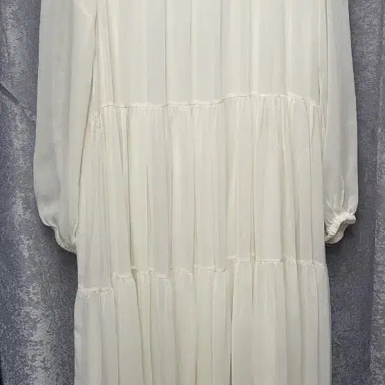 [BUNJANG] White Tiered Ruffle Long Dress / 화이트 티어드 캉캉 롱 원피스
