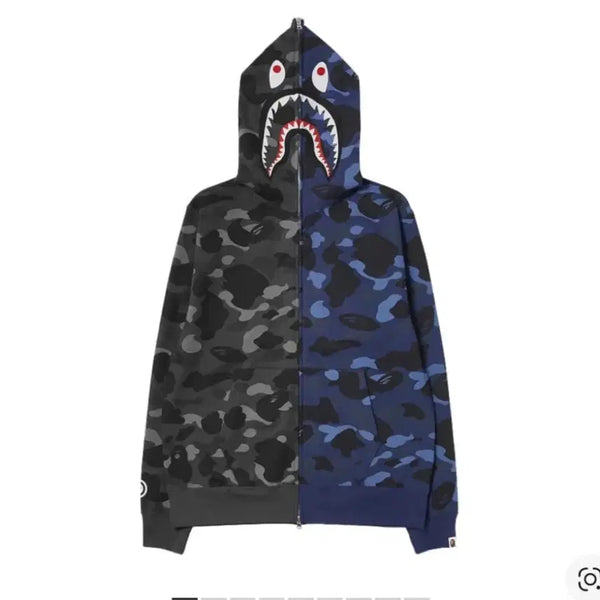 [BUNJANG] BAPE Shark Full Zip Hoodie Black Navy L / 베이프 샤크후드집업 블랙네이비L사이즈