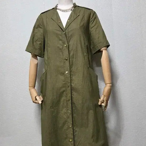 [BUNJANG] MICHAA Khaki Button-Up Long Dress / 미샤 카키 원피스