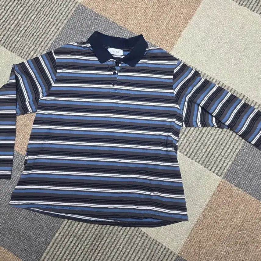 [BUNJANG] Multi Stripe Rugby Polo Shirt / 멀티 스트라이프 럭비 카라티