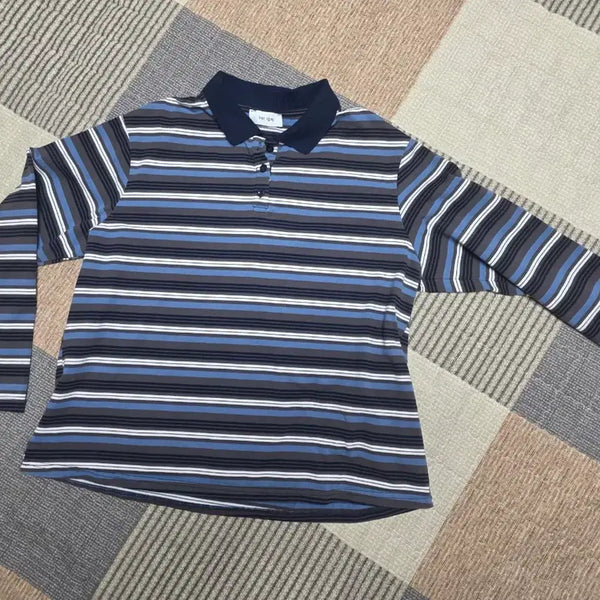[BUNJANG] Multi Stripe Rugby Polo Shirt / 멀티 스트라이프 럭비 카라티