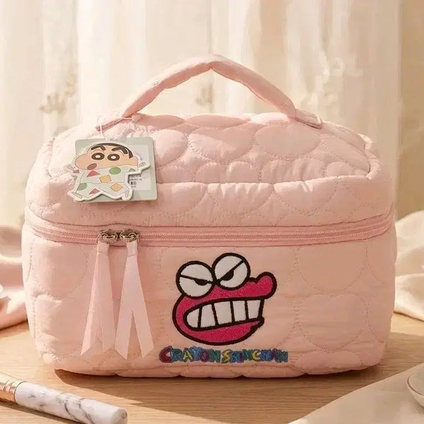 [BUNJANG] Crayon Shin-chan Quilted Pouch Pink / 크레용 신짱 짱구 퀼팅 파우치 새상품