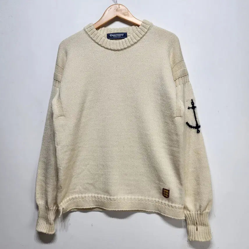 [BUNJANG] Gyunnu Nuns Fisherman Whole Garment Sweater Ivory XL / 건지울른스 피셔맨 홀가먼트 스웨터 아이보리 XL