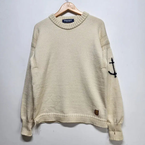 [BUNJANG] Gyunnu Nuns Fisherman Whole Garment Sweater Ivory XL / 건지울른스 피셔맨 홀가먼트 스웨터 아이보리 XL