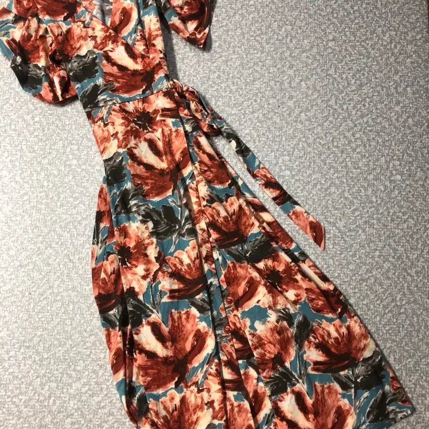 [BUNJANG] Superrlinn Dress Maxi Coral Floral Pattern Size 2 / 슈퍼린짱 1104라이너 여름맥시 코랄 2사이즈 원피스 휴양지 여행룩