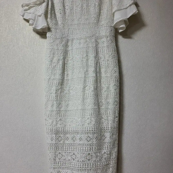 [BUNJANG] Lace Pattern Wedding Dress with Flowy Sleeves / 셀프웨딩 드레스