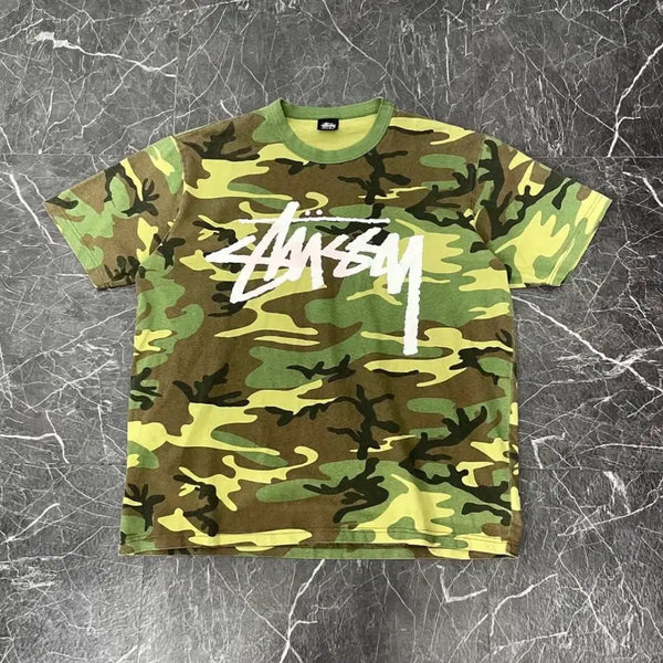 [BUNJANG] Stussy Stock Logo Camouflage Short Sleeve T-Shirt / 스투시 스탁로고 카모플라주 반팔