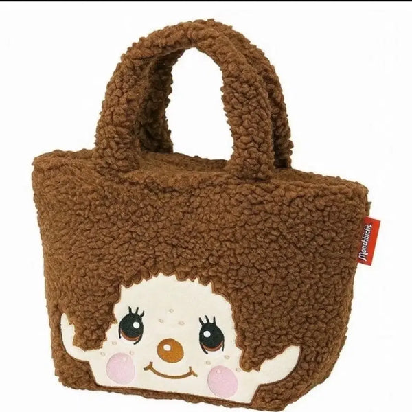 [BUNJANG] Monchhichi Fuzzy Mini Tote Bag Brown / 몬치치 뽀글이 미니 토트백 브라운