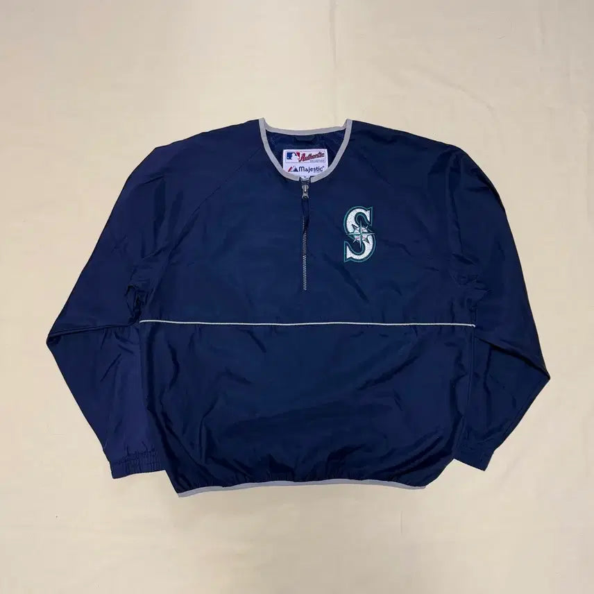 [BUNJANG] Majestic MLB Seattle Mariners Warm-up Pullover Vintage / 마제스틱 MLB 시애틀 매리너스 웜업 풀오버 빈티지