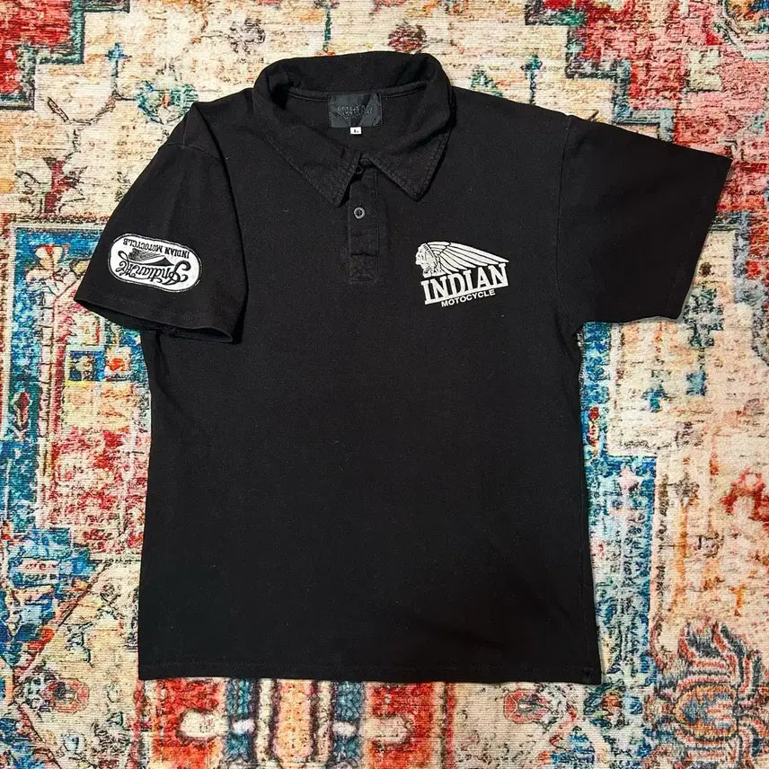 [BUNJANG] Indian Motorcycle Collar Short Sleeve Polo Shirt L / [L] 인디언 모터사이클 카라 반팔