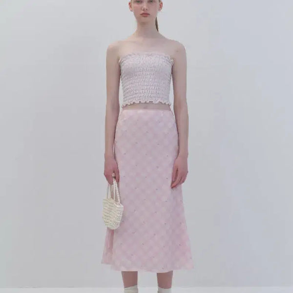 [BUNJANG] Soonsu Summer Check Floral Skirt / soonsu순수 썸머 체크 잔꽃 스커트Summer Check Skirt