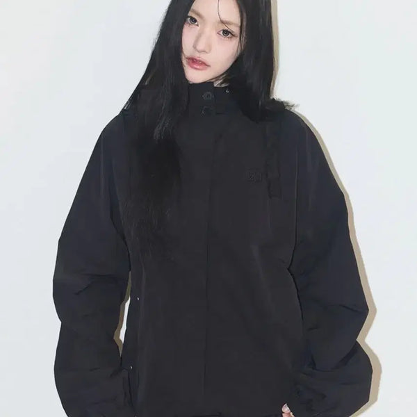 [BUNJANG] Illi go Obligue Frill Hooded Jacket Black / 일리고 오블리크 프릴 후드 자켓 블랙