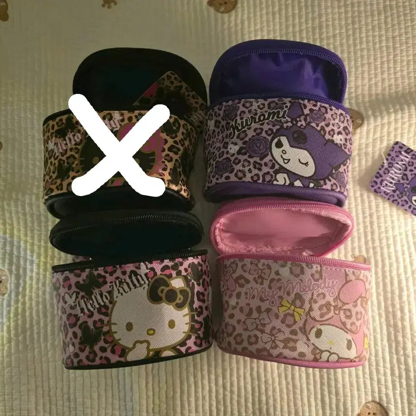 [BUNJANG] Sanrio Hello Kitty, My Melody, Kuromi Leopard Mini Vanity Pouch / 산리오 키티 마멜 쿠로미 호피 레오파드 미니 베니티 파우치