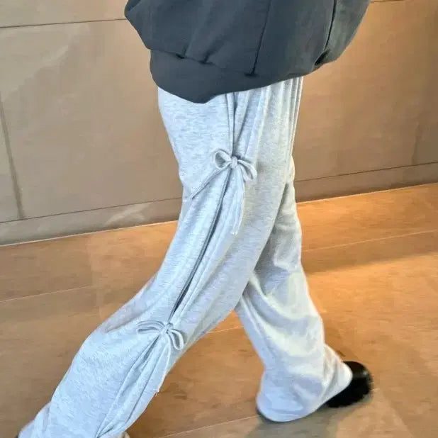 [BUNJANG] Ribbon Detail Wide Training Pants / 리본포인트 트레이닝 바지