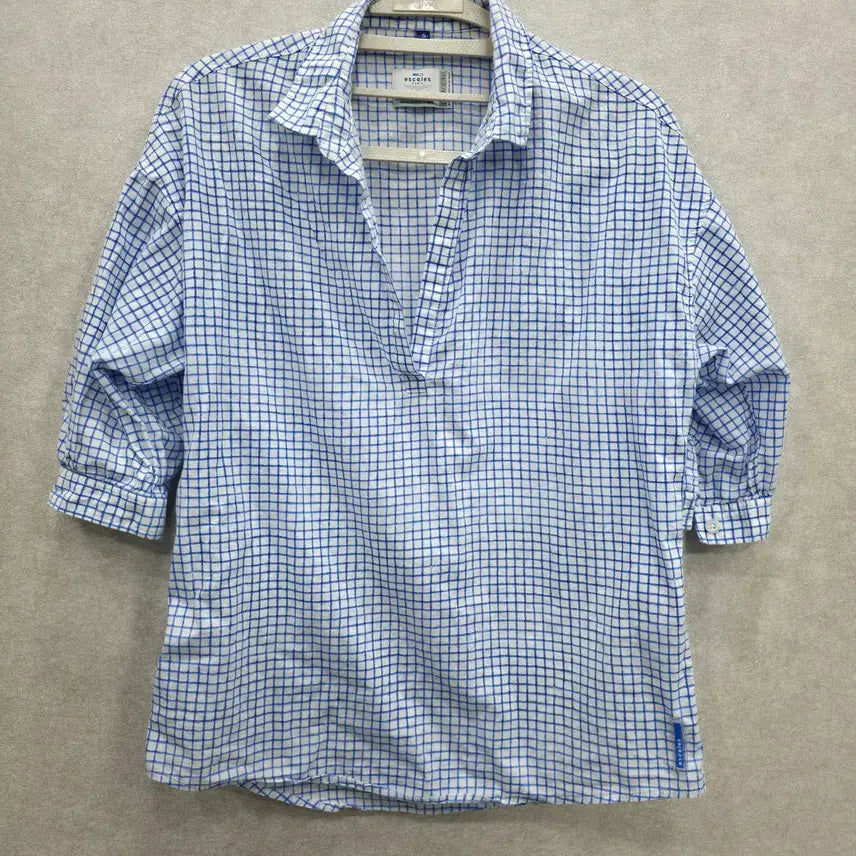 [BUNJANG] Escales Paris Checked Cotton Shirt (Blue) / 이스케일스파리 escales paris 체크 셔츠