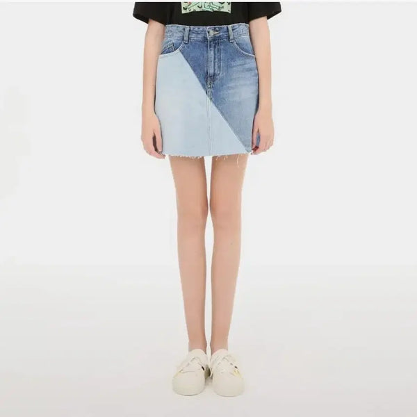 [BUNJANG] SJYP Color-Blocked Denim Mini Skirt / SJYP 배색 데님 미니스커트 청치마