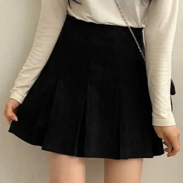 [BUNJANG] Pleated Pin Tuck Mini Skirt - Black / 플리츠 핀턱 미니 스커트 블랙 새상품