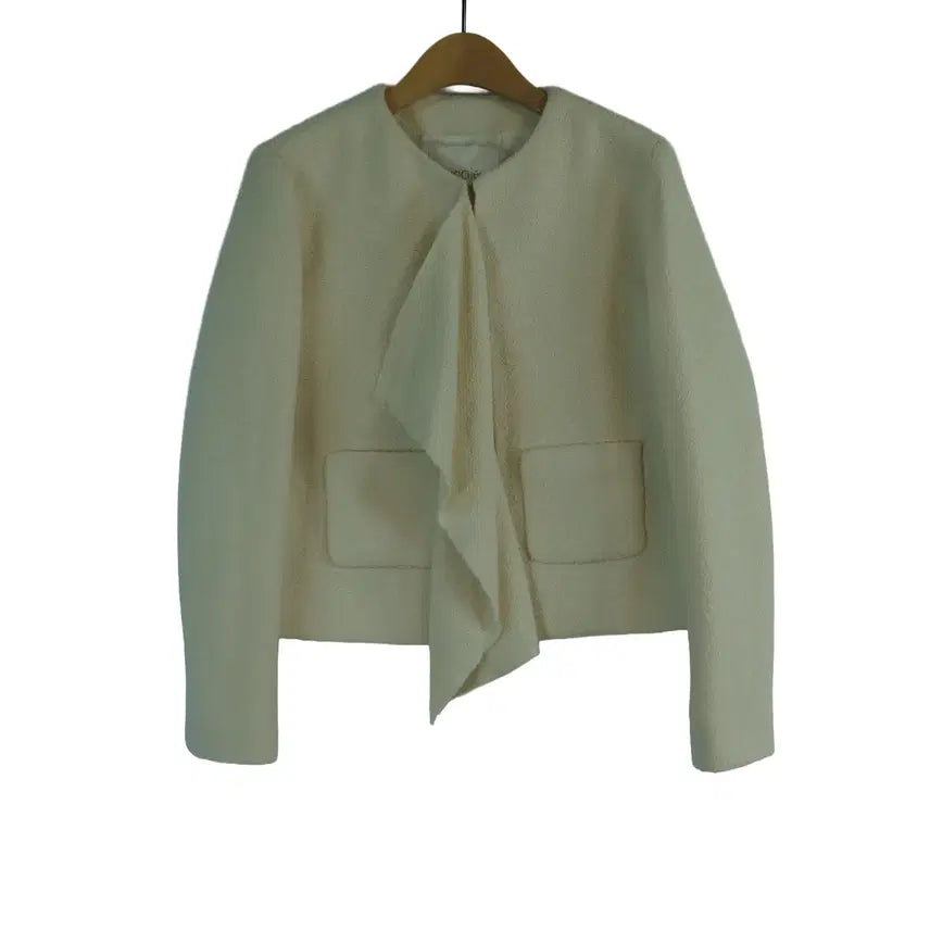 [BUNJANG] Maje Tweed Collarless Jacket Ivory Size 36 / 마쥬 maje 정품 트위드 자켓 아이보리 36 노카라 봄자켓