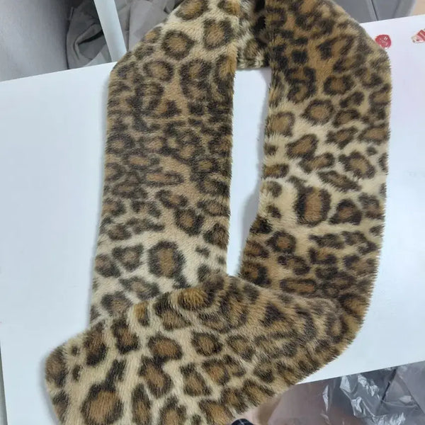 [BUNJANG] Golden Mocha Leopard Fur Scarf / 골든모카 갸루 레오파드 퍼 목도리