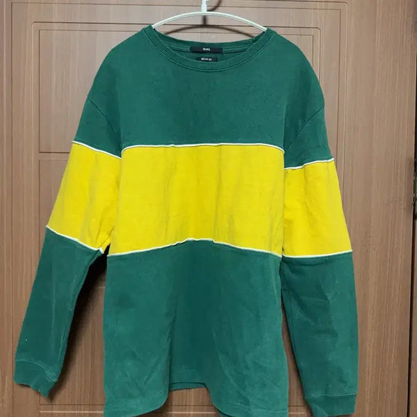 [BUNJANG] Vintage Rugby Style Sweatshirt Long Sleeve T-Shirt / 일본 빈티지 그린 옐로우 럭비 스타일 맨투맨 긴팔 티셔츠