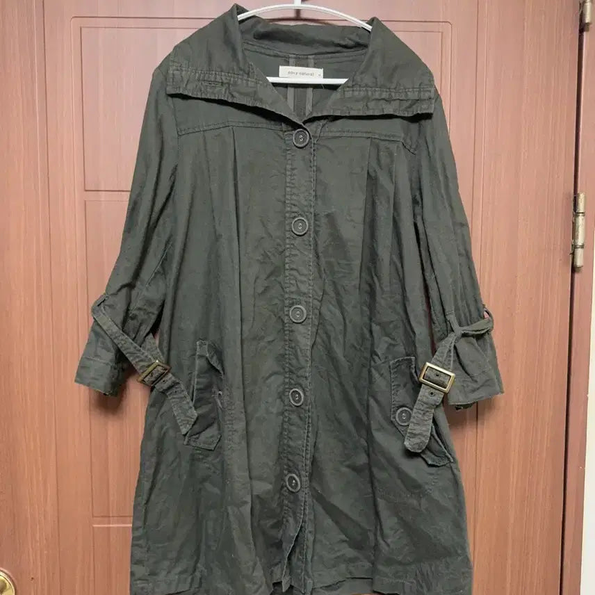 [BUNJANG] Mori Girl Hagumi Navy Natural Khaki Vintage Cotton Trench Coat / 모리걸 하구미 일본 빈티지 navy natural 카키 야상 트렌치 코트