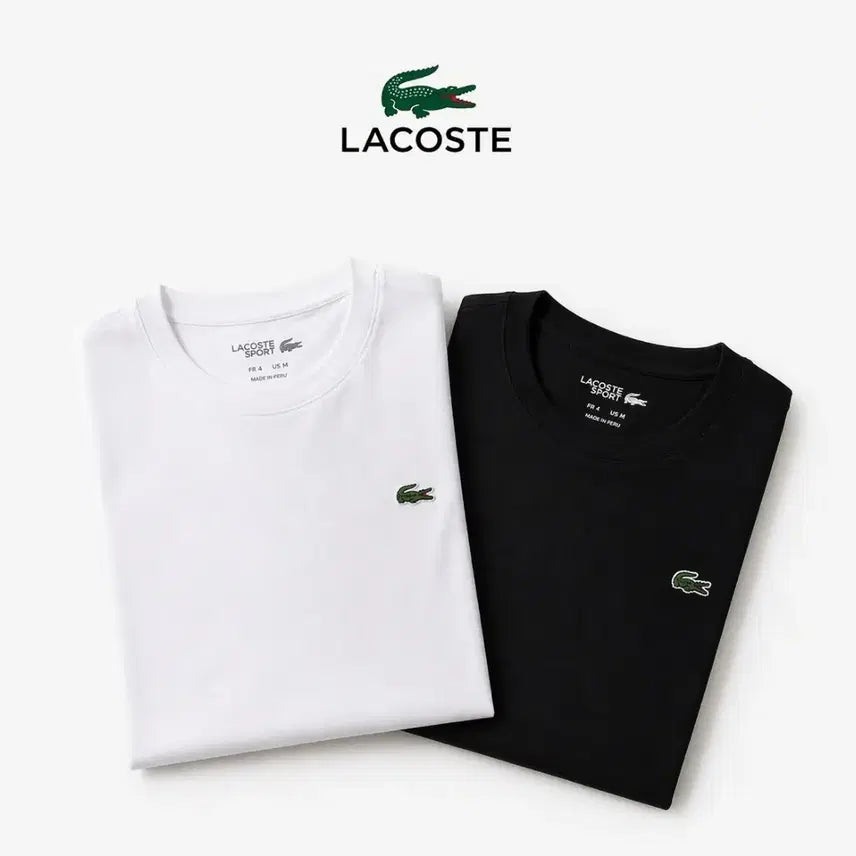 [BUNJANG] Lacoste Basic T-Shirt White/Black / 라코스테 반팔티 화이트/블랙