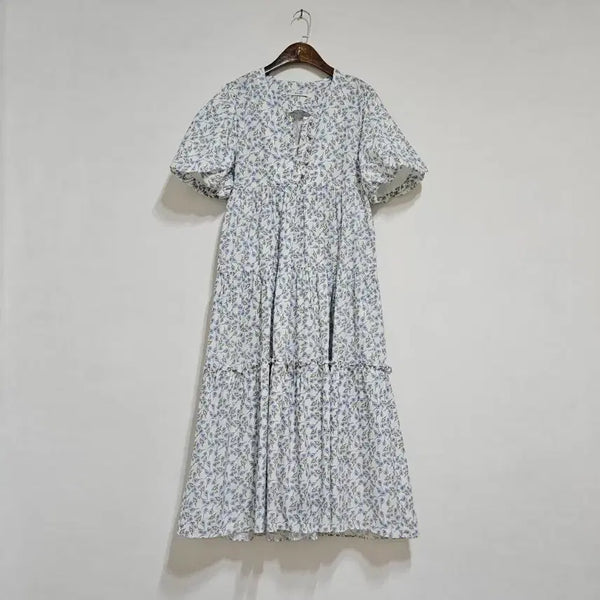[BUNJANG] Puff Sleeve Bean Button Long Dress / 퍼프 콩단추 롱원피스