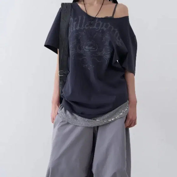 [BUNJANG] LOWEREAR One Shoulder Crack Off Shoulder Tee / (새상품)로웨어 원숄더 crack off shoulder tee 오프숄더
