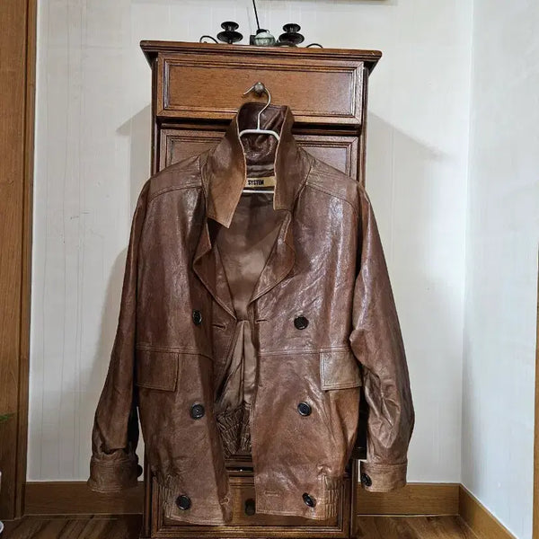 [BUNJANG] SYSTEM Brown Leather Jacket / SYSTEM 시스템 브라운 가죽 자켓66