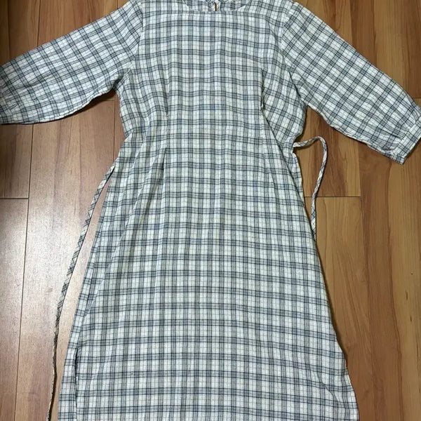 [BUNJANG] Pattern Check Long Dress / 패턴 체크 롱 원피스